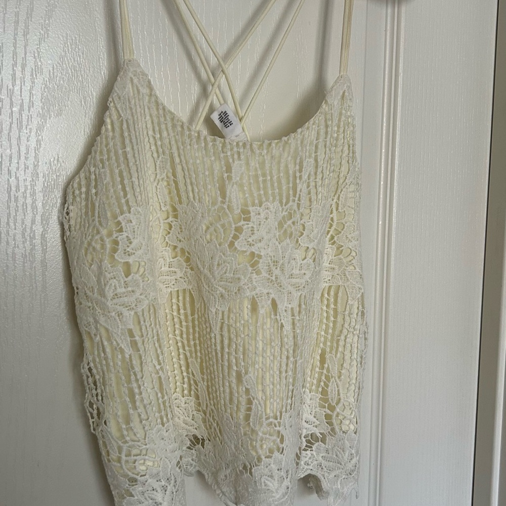 Lace Strappy tank Top - Cream